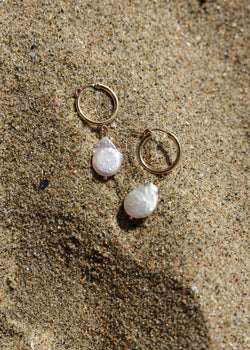14k gold filled pearl hoop earrings laguna beach