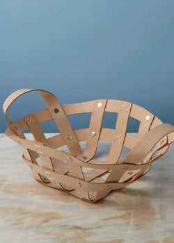 Recycled leather fruit basket 
