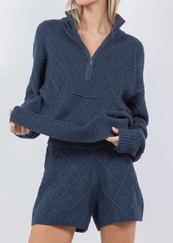 Navy cable knit sweater set 