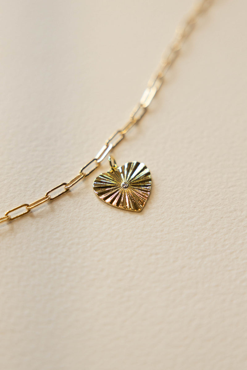 Sunburst Heart Charm - 14K GF