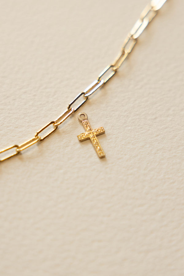 Faceted Cross Charm - 14K GF