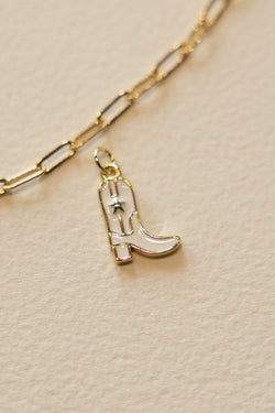 Cowgirl White Boot Charm - 14K GF