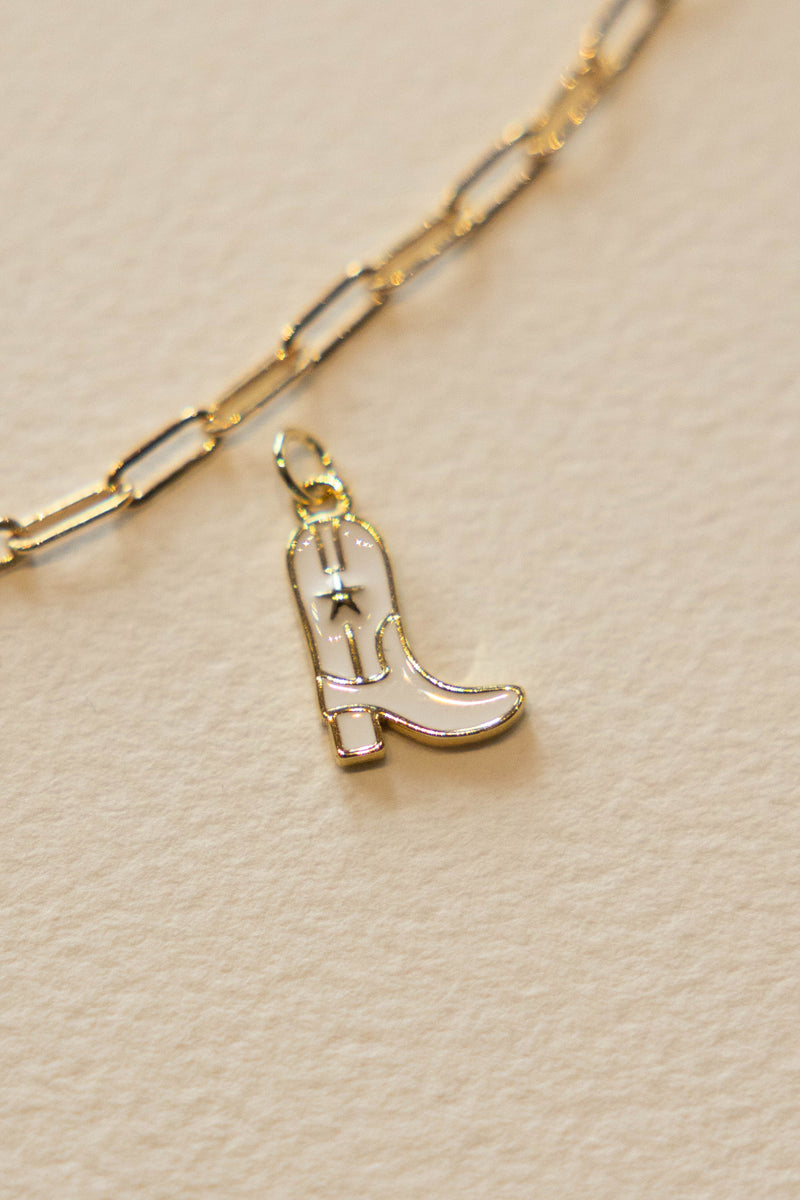 Cowgirl White Boot Charm - 14K GF