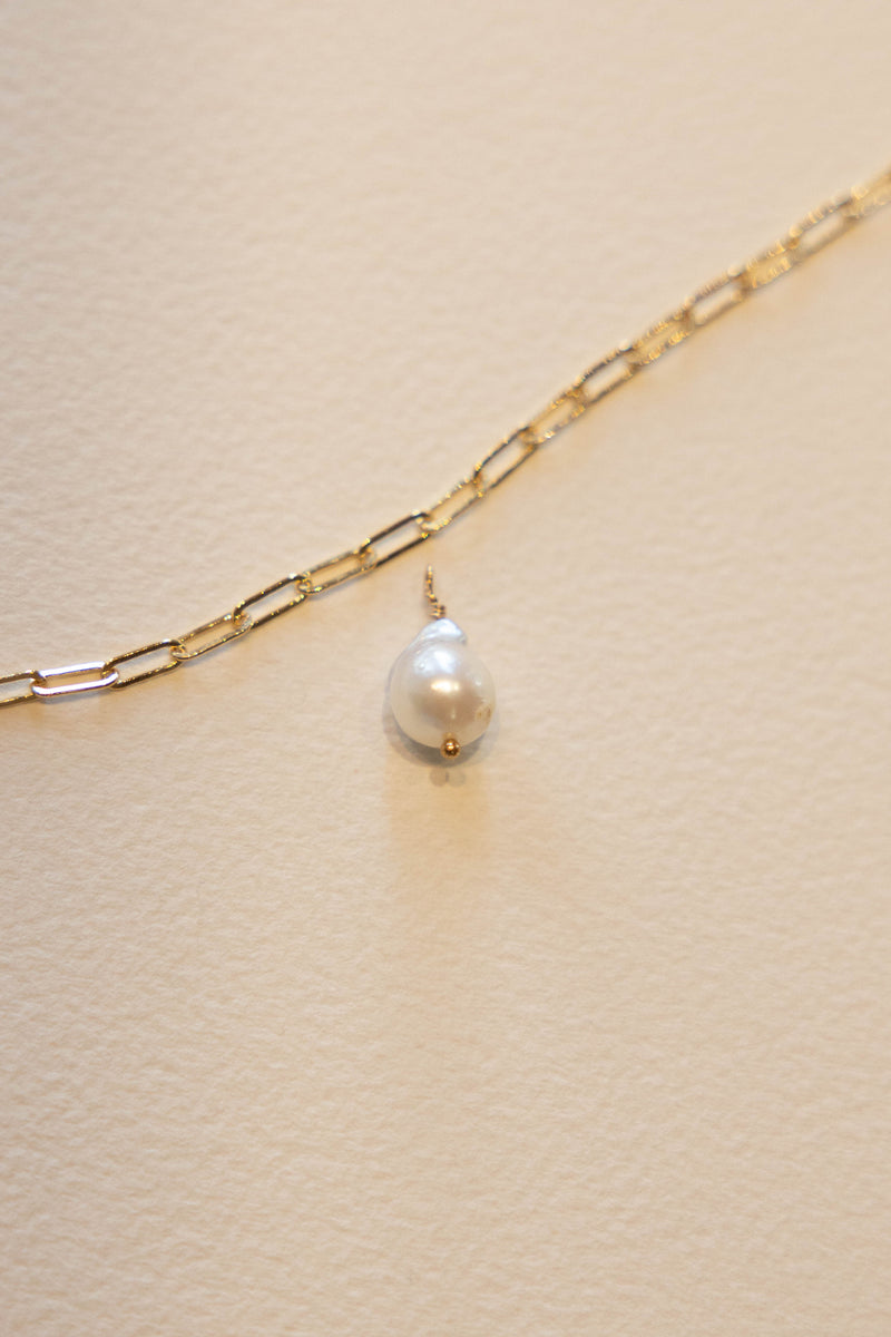 Baroque Drop Pearl Charm - 14K GF