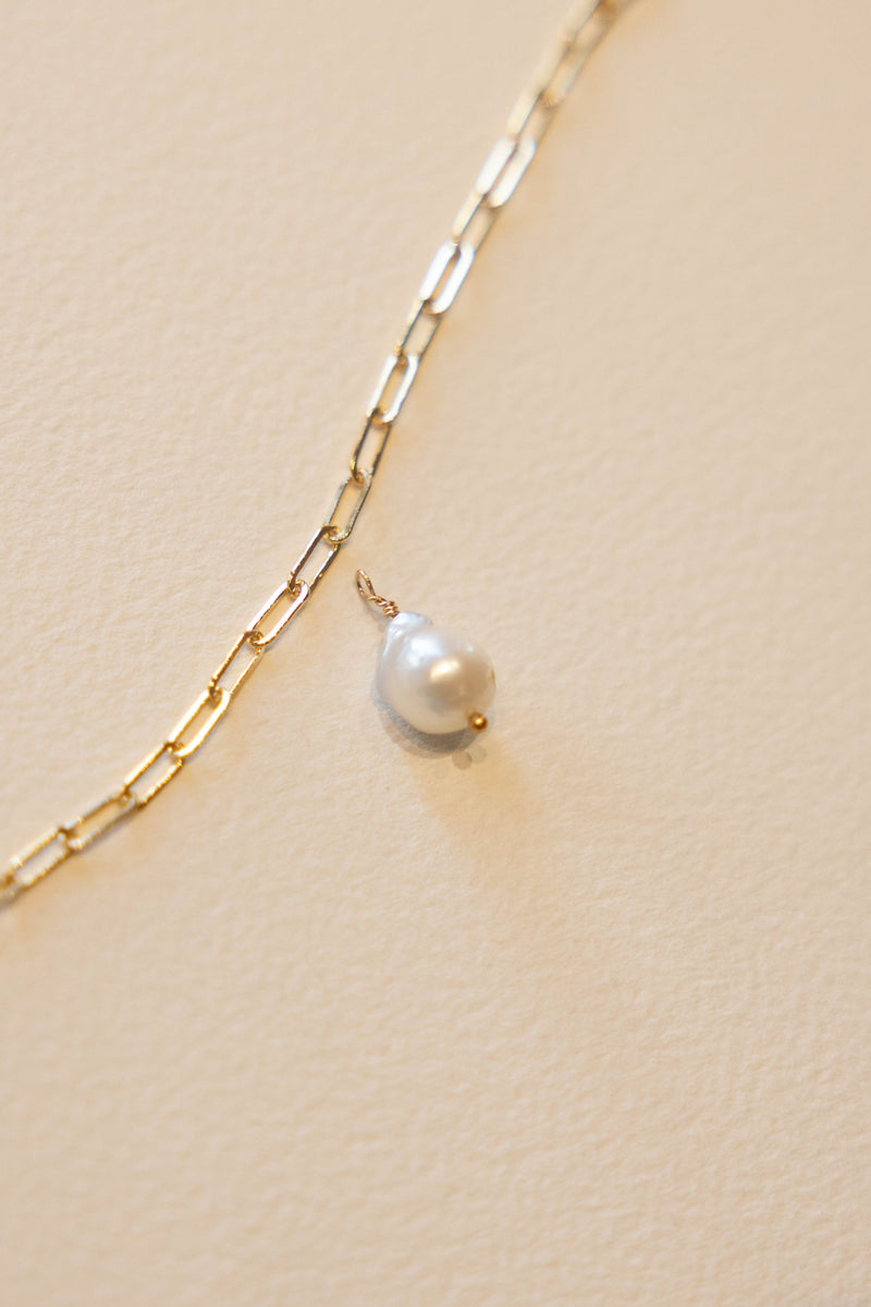 Baroque Drop Pearl Charm - 14K GF