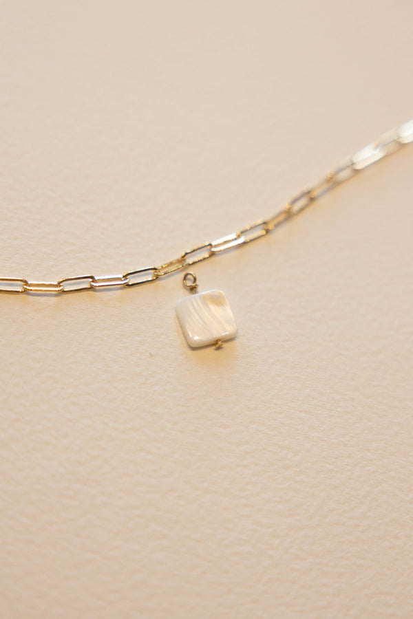 Shell Square Bead Charm - 14K GF