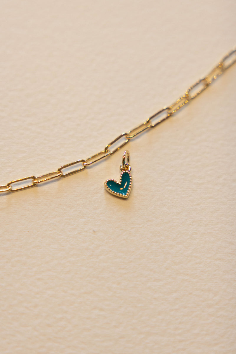 Mini Turquoise Heart Charm - 14K GF