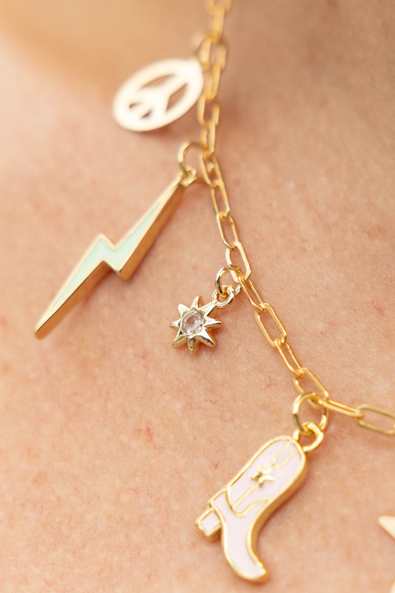 Star Burst Gem Charm - 14K GF