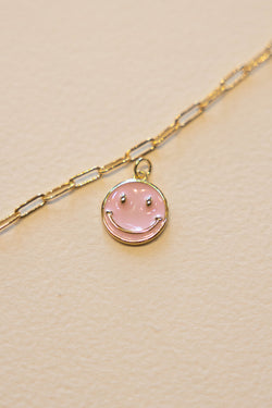 Baby Pink Smiley Charm - 14K GF