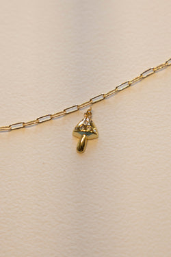 Baby Mushroom CZ Charm - 14K GF