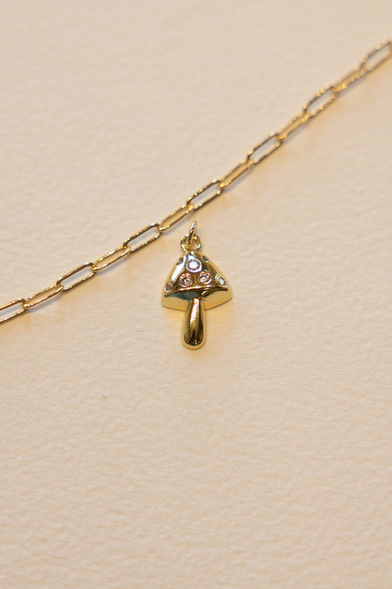 Baby Mushroom CZ Charm - 14K GF