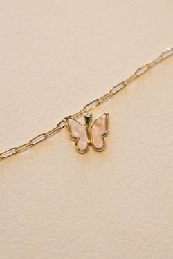 Pink Butterfly Charm - 14K GF