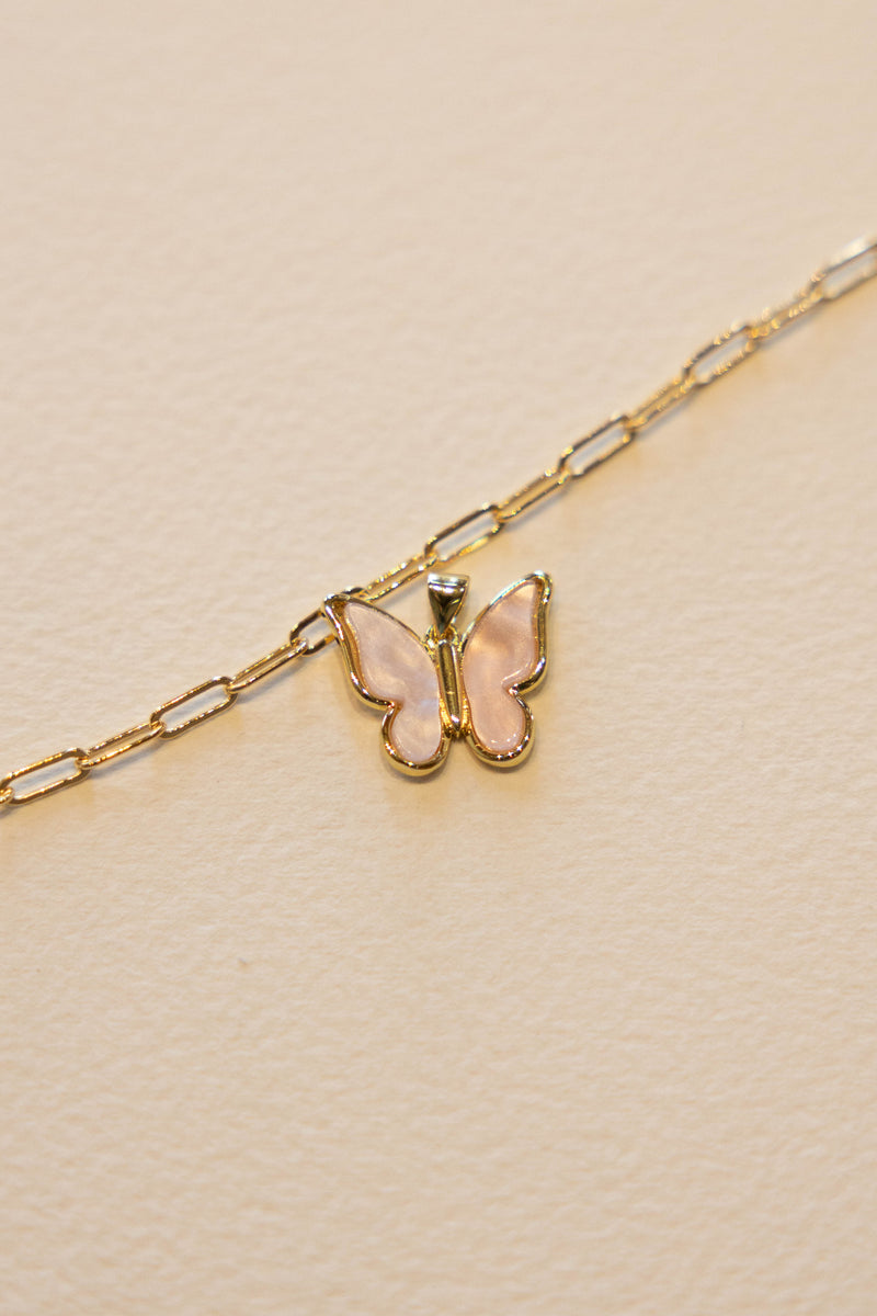 Pink Butterfly Charm - 14K GF