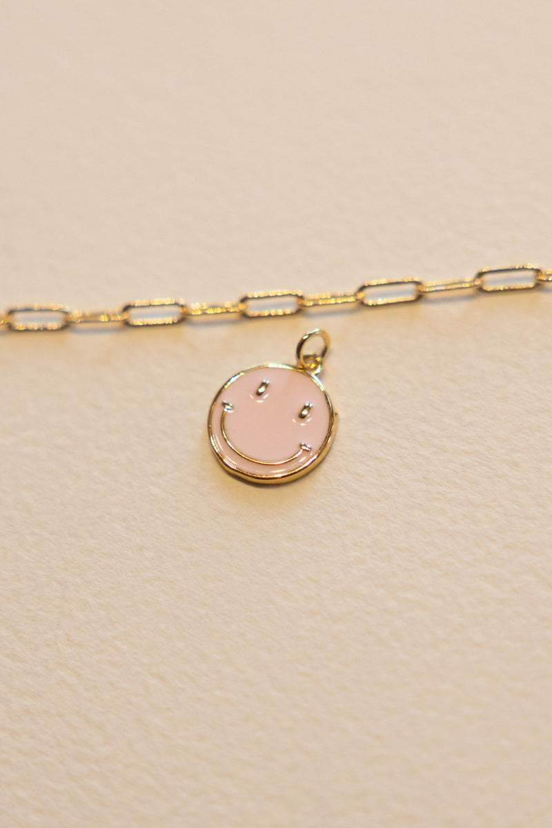 Baby Pink Smiley Charm - 14K GF