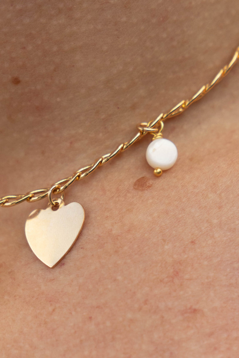 Flat Heart Charm - 14K GF