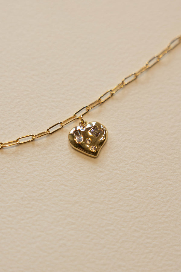 Multi Stone Heart Charm - 14K GF