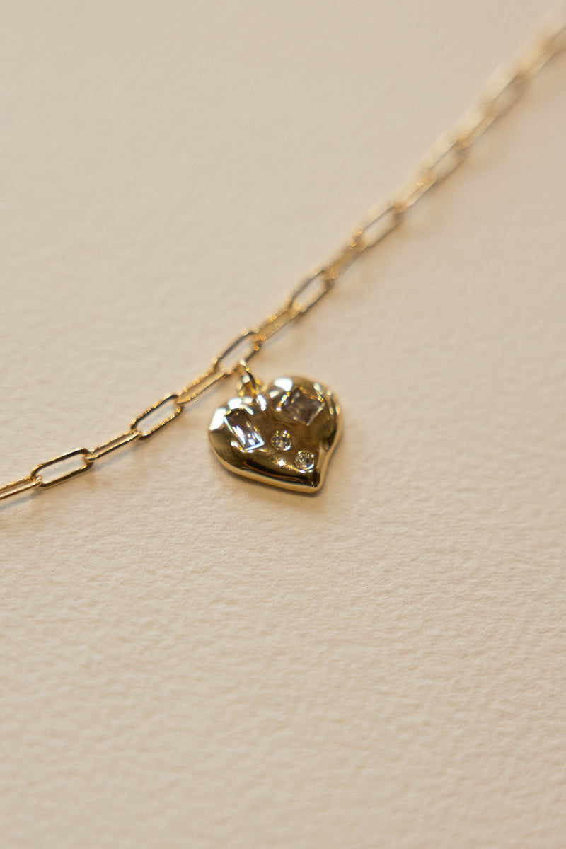 Multi Stone Heart Charm - 14K GF