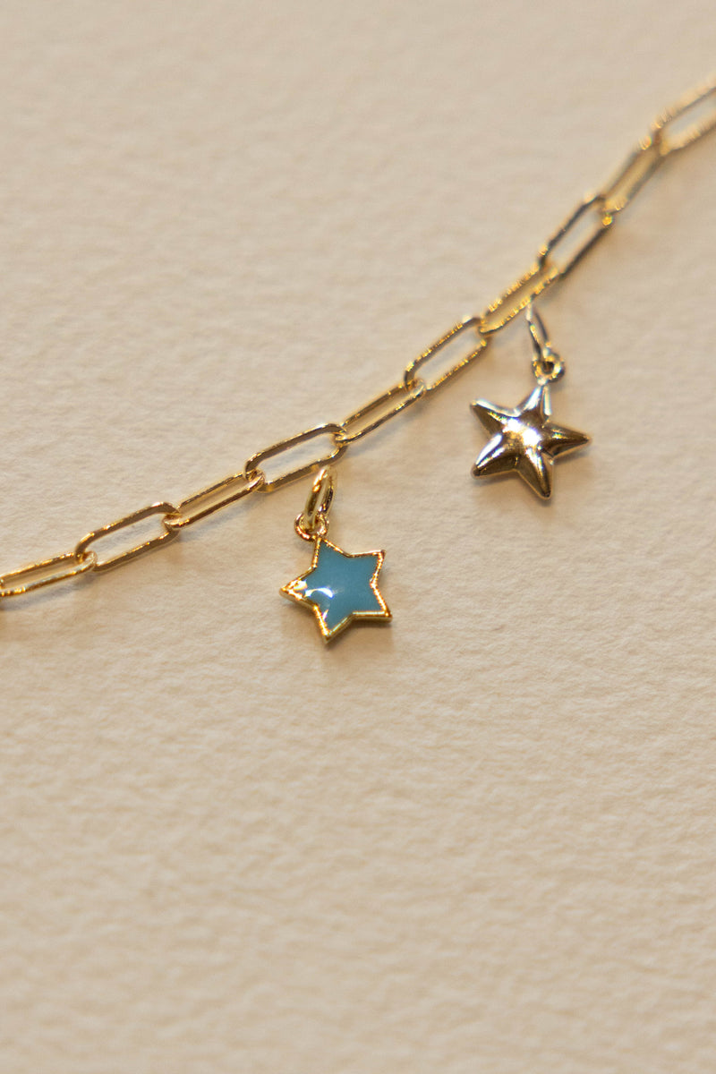 Dainty Turquoise Enamel Star Charm - 14K GF