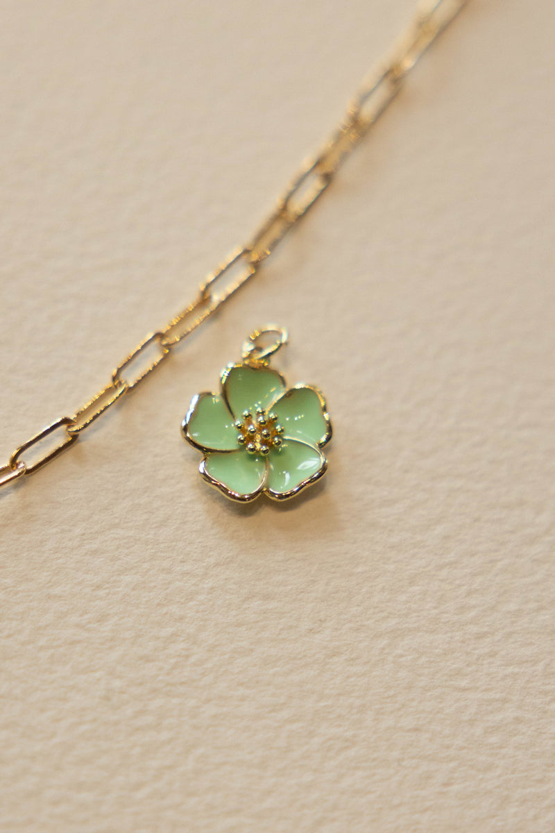 Mint Flower Charm- 14K GF