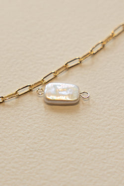 Rectangle Pearl Charm - 14K GF