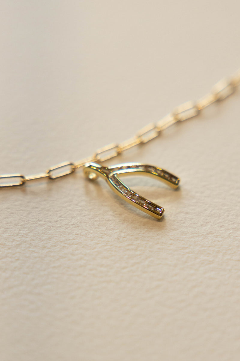 Wishbone Shimmer Charm- 14K GF