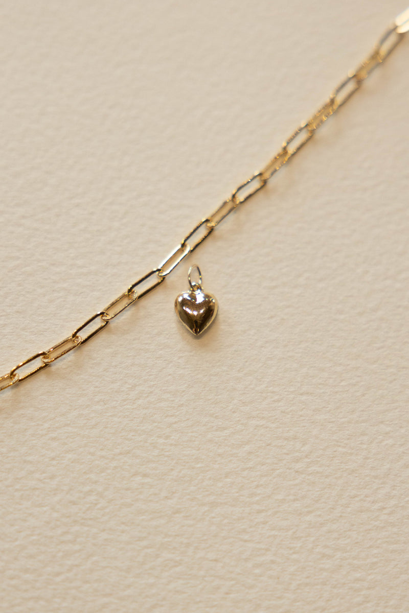 Large Puffy Heart Charm - 14k GF