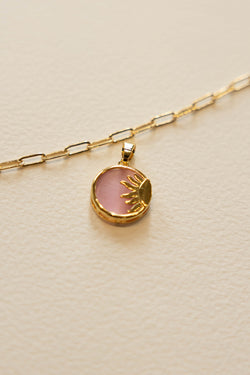 Pink Half Sun Charm - 14K GF