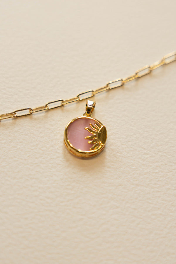 Pink Half Sun Charm - 14K GF