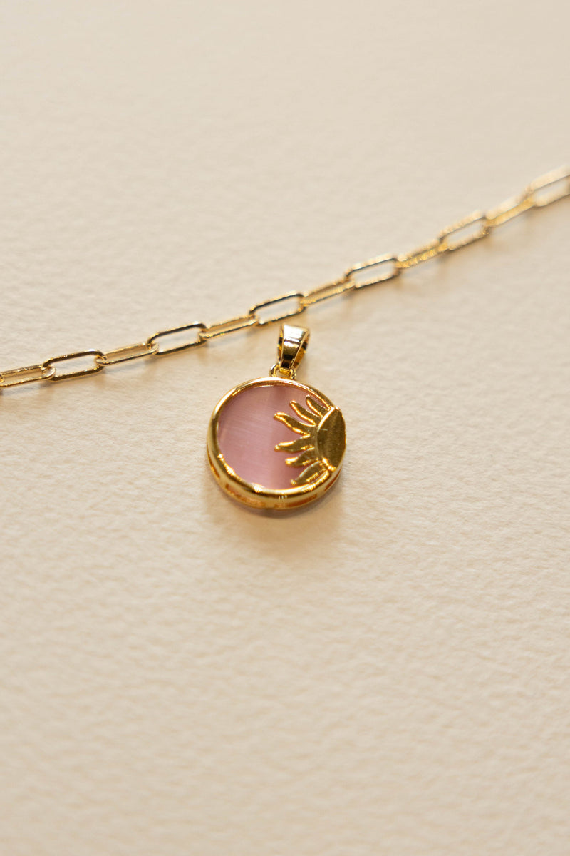 Pink Half Sun Charm - 14K GF