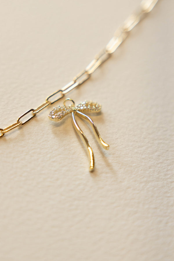 Sparkle Bow Charm - 14K GF