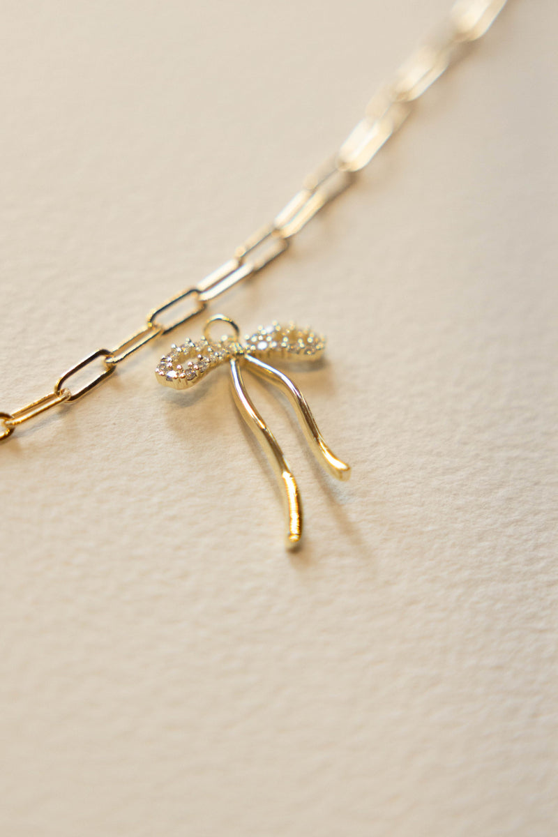 Sparkle Bow Charm - 14K GF