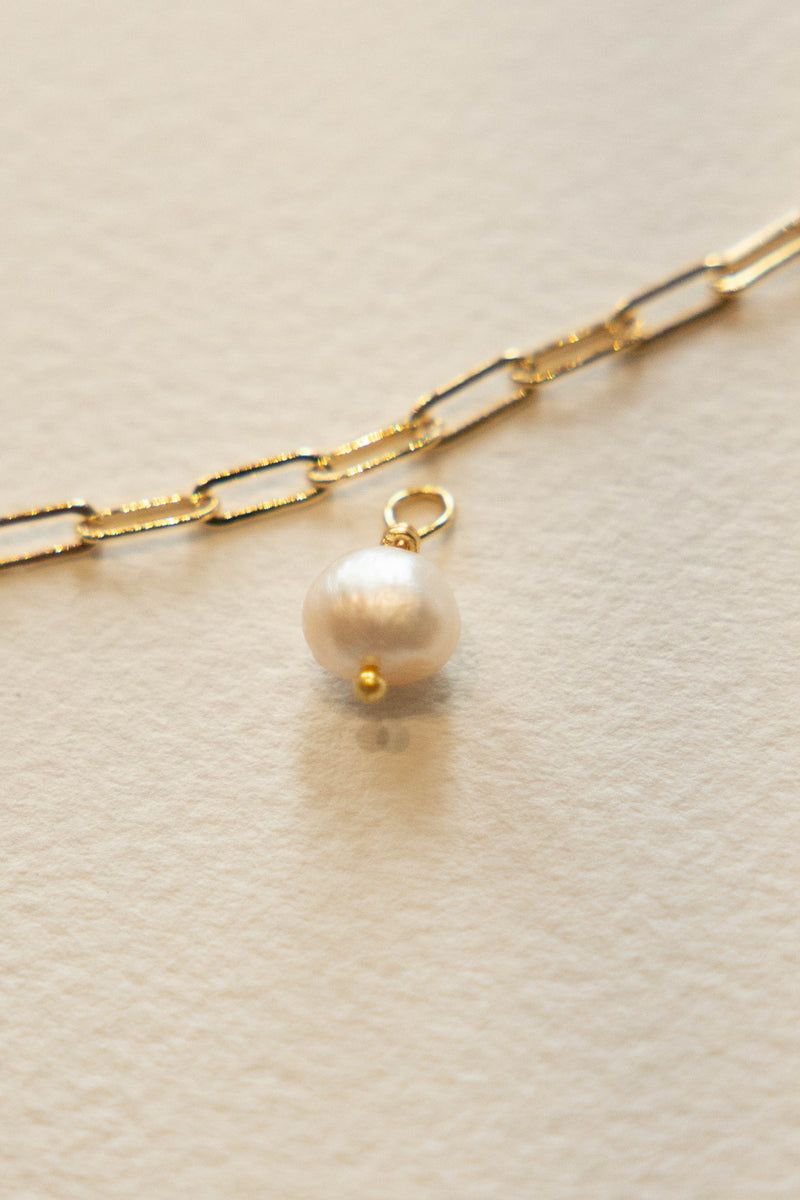 Organic Round Pearl Charm - 14K GF