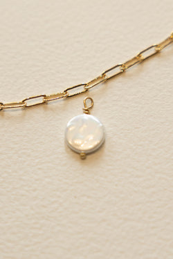 Pearl Disc Charm - 14K GF