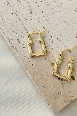 Bagette Latch Square Hoop- 14k GF