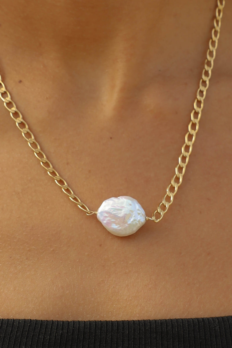 Baroque Pearl Cuban Chain Necklace