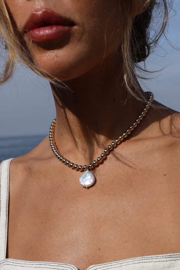 Baroque Pearl + Globe Bead Necklace