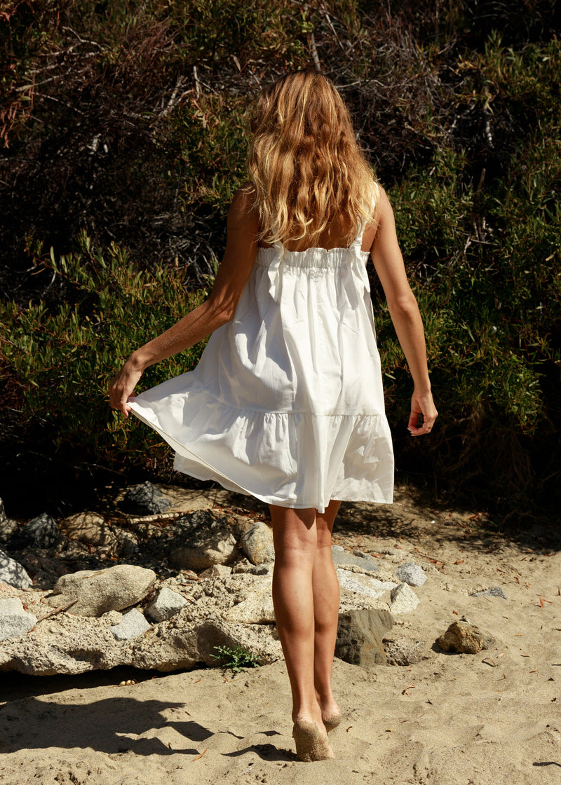 white cotton summer mini dress
