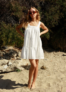 white cotton babydoll tiered sun dress