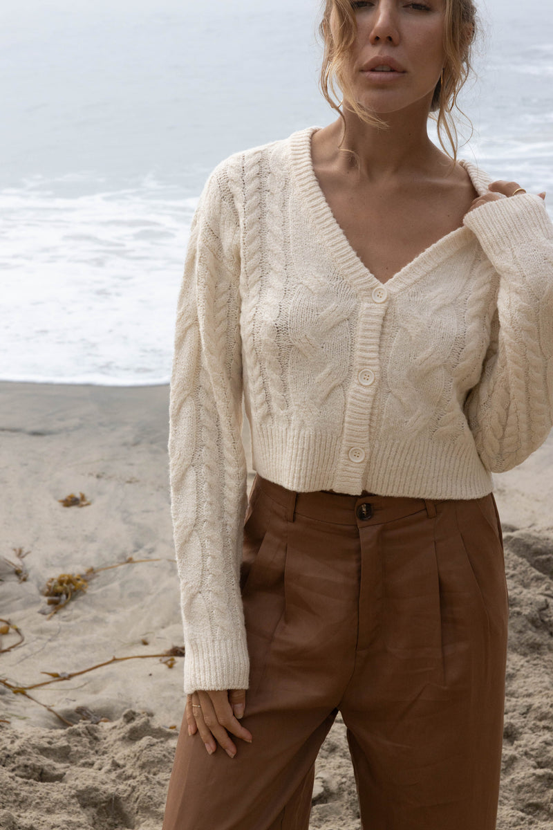 Maya Cropped Cardigan - Cream