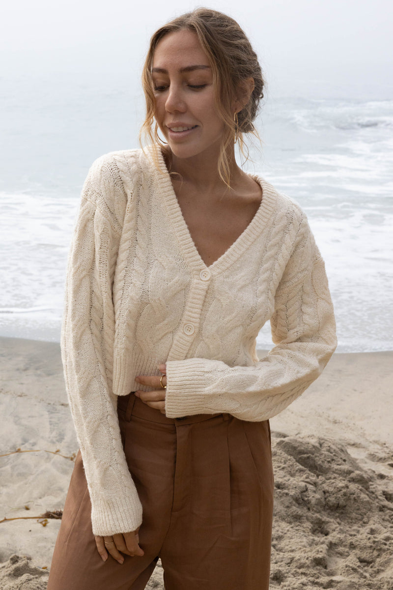 Maya Cropped Cardigan - Cream