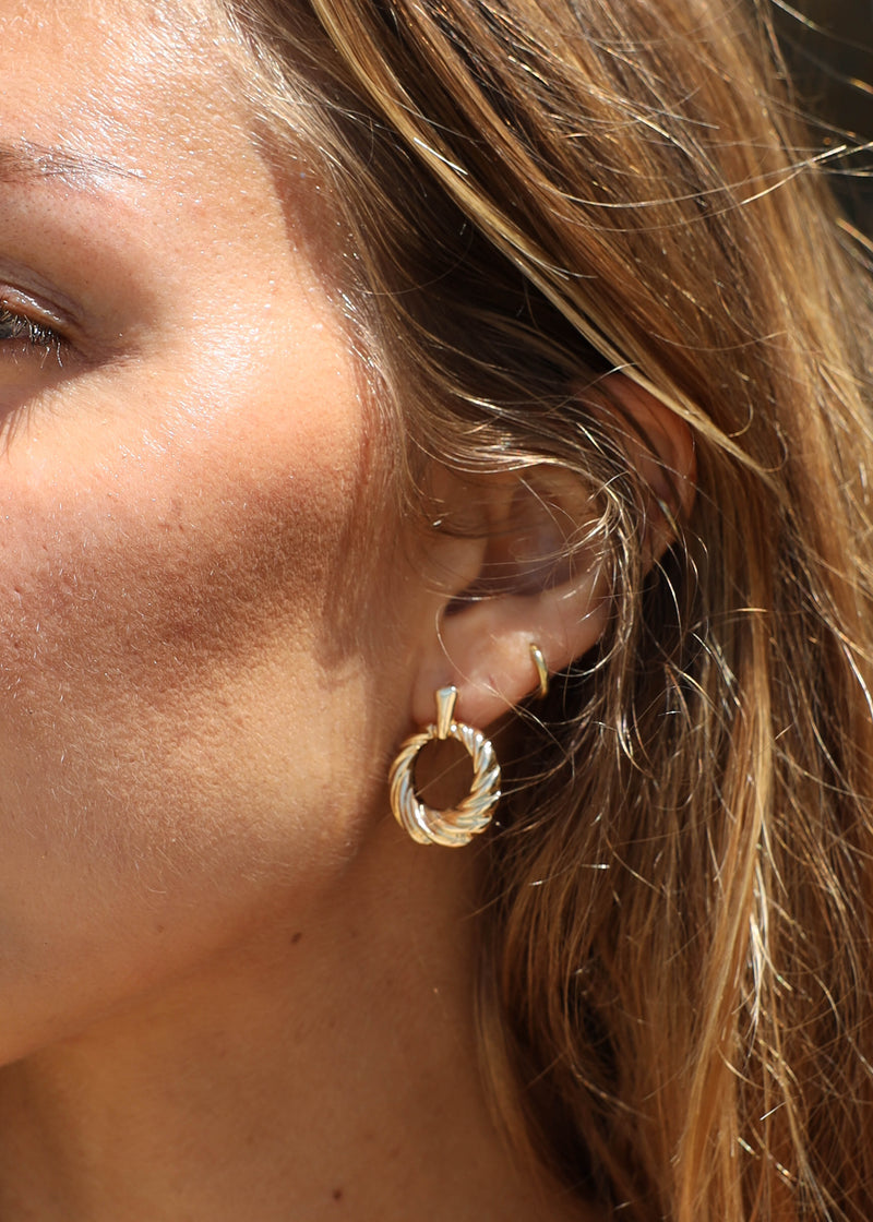 Twist Drop Earring- 14K Gold Dipped