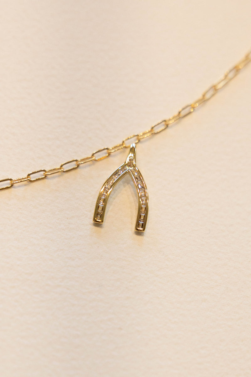 Wishbone Shimmer Charm- 14K GF