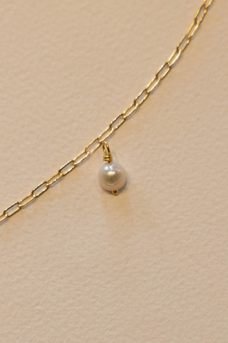 Organic Round Pearl Charm - 14K GF