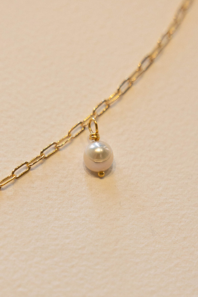 Organic Round Pearl Charm - 14K GF