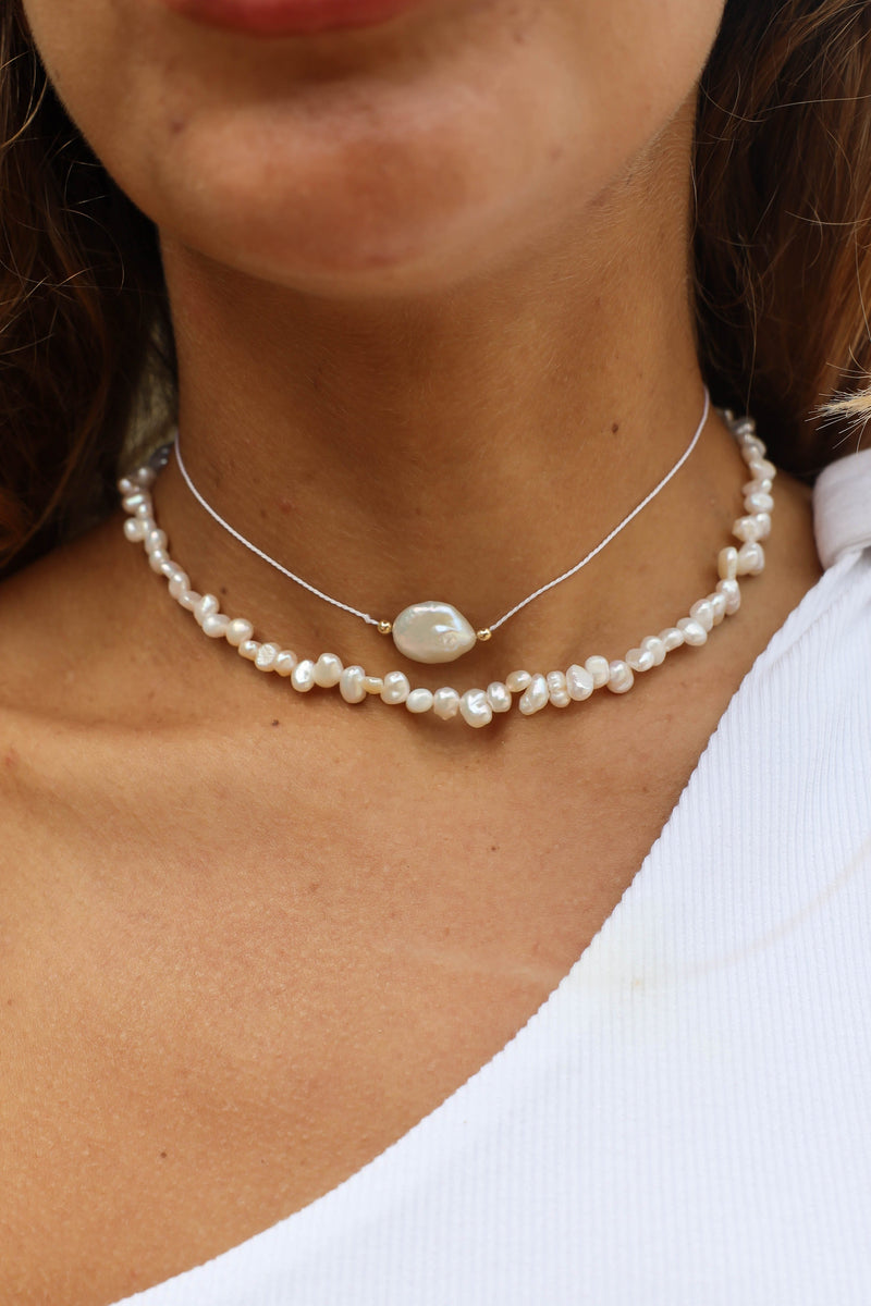 Dancing Freshwater Pearl Necklace - 14K GF