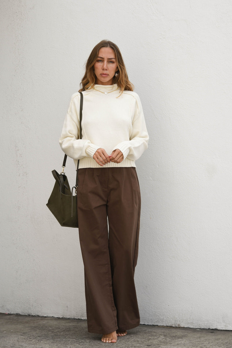 womens wide leg chocolate brown trouser