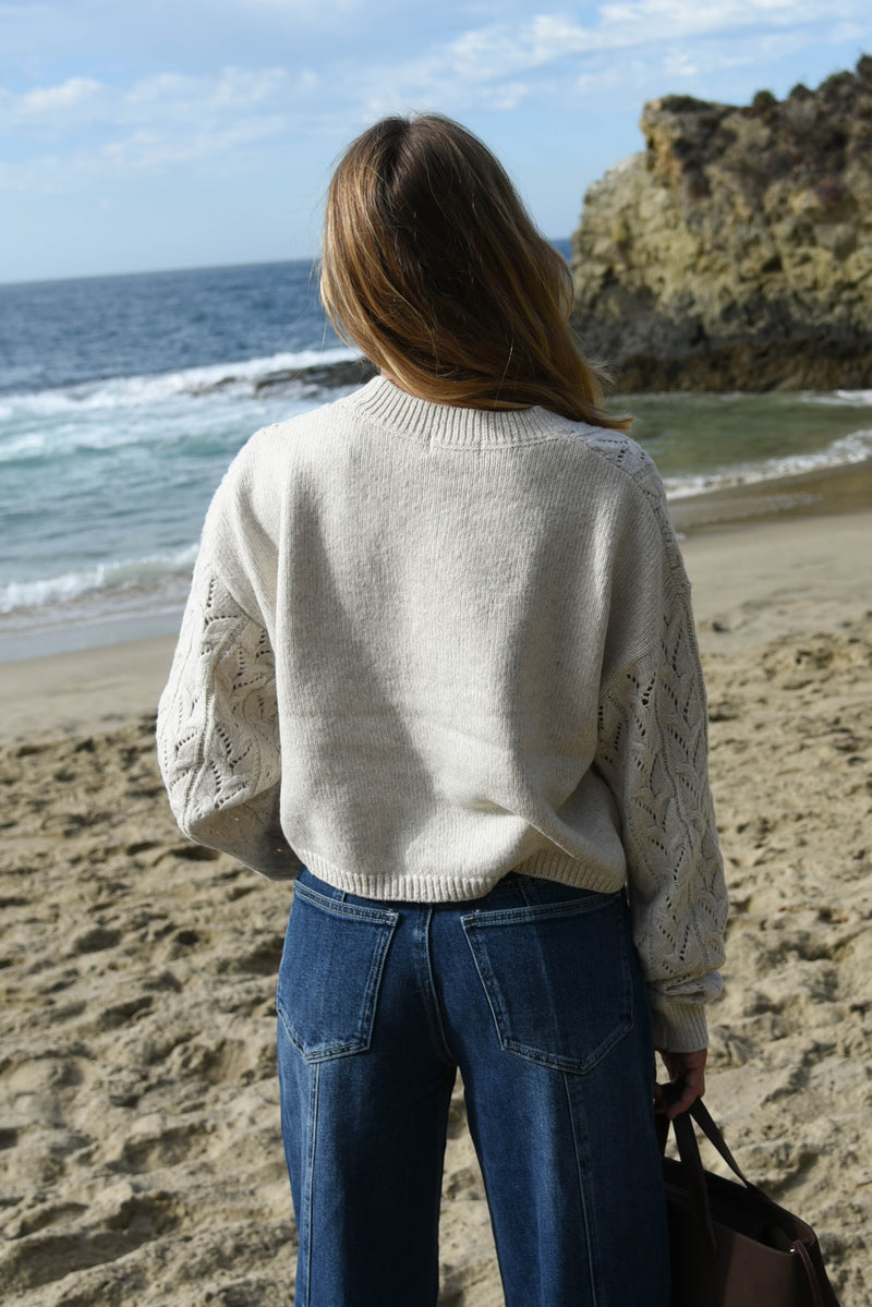 womens oatmeal cable knit sweater