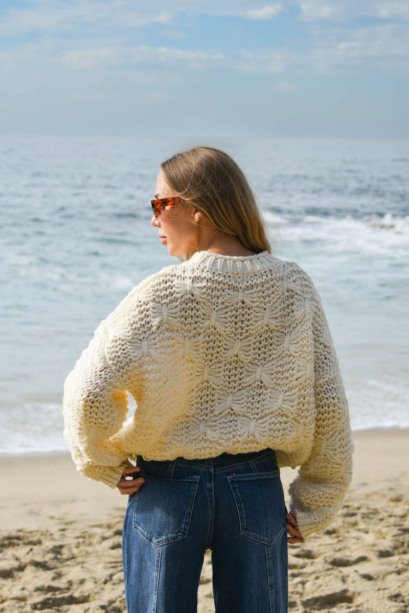 womens cream chunky knit sweater 