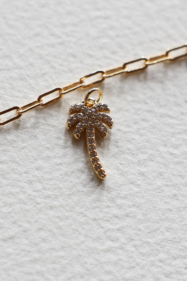 Palm Tree Gem Charm - 16K GF