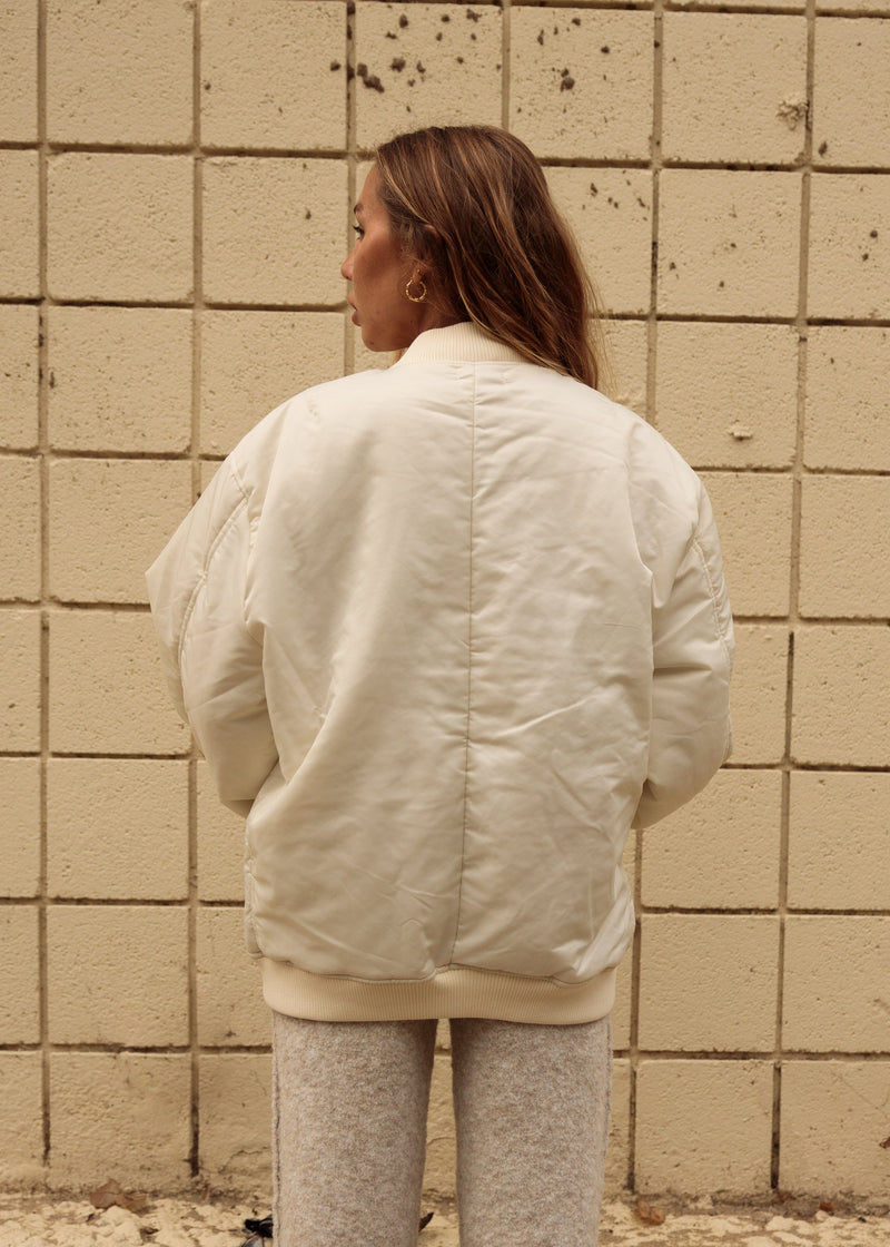 off white nylon bomber jacket
